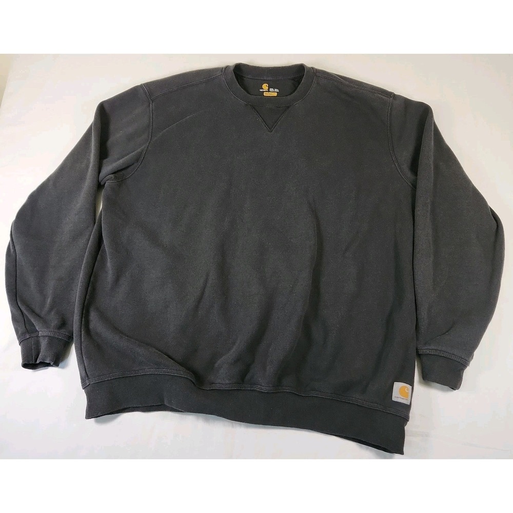 Carhartt Black Crewneck Work Hunting Sweatshirt Mens Size Tall 2XL Fleece